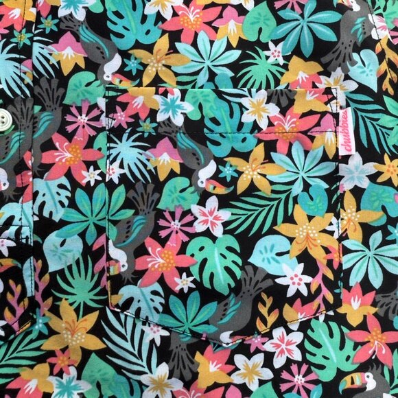 Chubbies Mens Medium Button Down Polo Tropical Toucan Colorful Bloomerang - Picture 3 of 11